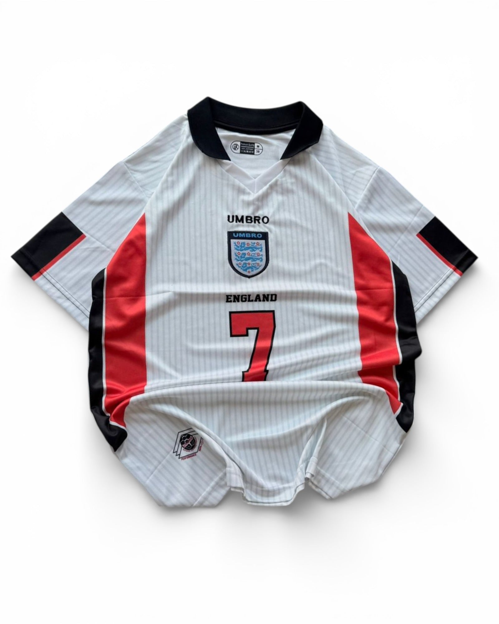 Beckham-07 England 1998 Home Half Sleeve Embroidery Jersey