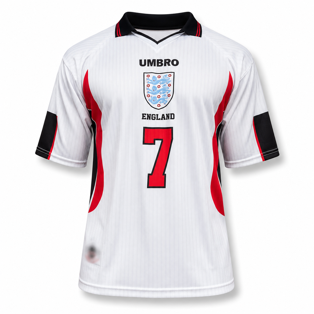 Beckham-07 England 1998 Home Half Sleeve Embroidery Jersey