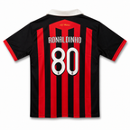 AC Milan Ronaldinho #80 Retro Football Jersey – Black & Red Classic Soccer Shirt Embroidery